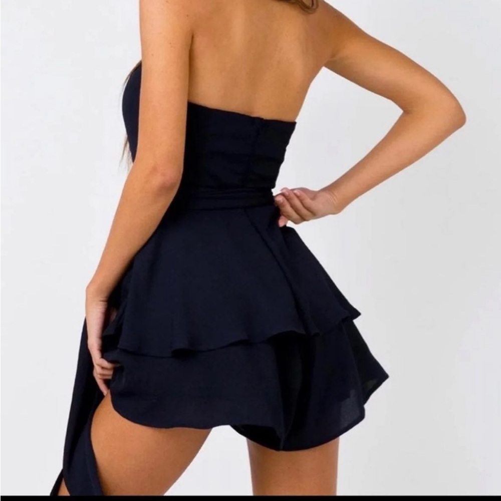 Princess Polly Navy Romper with Bow - Picture 2 of 7